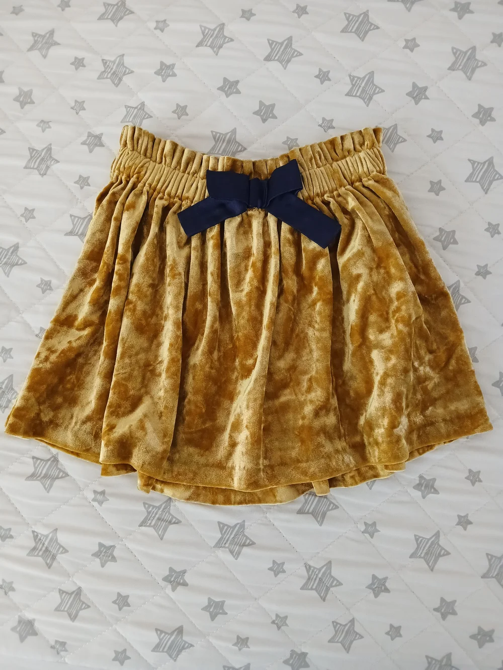 OshKosh B'gosh Gold Velvet Mini Skirt with Navy Bow